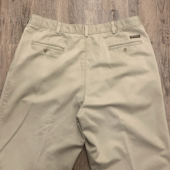 Savane Men’s Pleated Chino Pants Trousers Khaki with Cuffs 38 x 31 Office Preppy - Picture 6 of 13